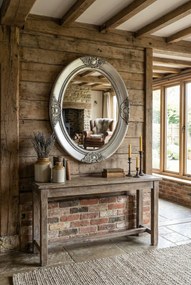 Srebrne Owalne Lustro W Rustykalnym Stylu D9-E39