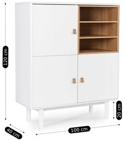Komoda Trzydrzwiowa VEDDE 100 cm Biała Skandynawska