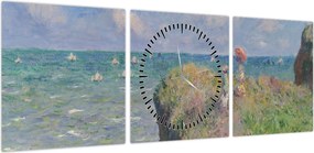 Obraz - Claude Monet, Cliff Walk at Pourville, reprodukcje (z zegarem) (90x30 cm)
