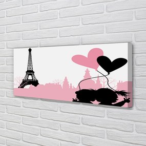 Obraz canvas na ścianę Serca nad Wieżą Eiffla