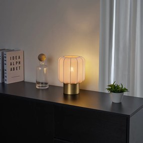 Lampa stołowa Japandi złota z beżowym kloszem - PluniJapandi Oswietlenie wewnetrzne
