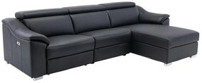 Kanapa narożna PEDRERA z elektryczną funkcją relax, ze skóry typu superior w kolorze czarnym – prawostronna