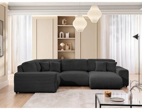 Ciemnoszary sztruksowy narożnik (lewostronny/w kształcie litery U) Justin – Ropez