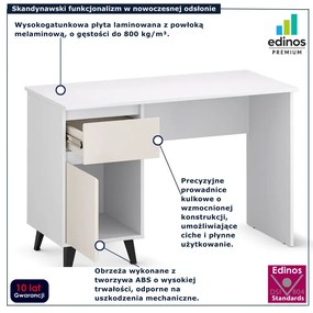 Biurko komputerowe z szafką i szufladą biały + kaszmir Z0-K66