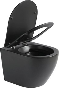 Miska WC wisząca bezkołnierzowa czarna matowa DECOS Black Matt MINI z deską wolnoopadającą typu Slim
