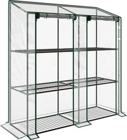 Outsunny mini-szklarnia, 3 poziomy, 6 półek drucianych, 2 otwory, folia plastikowa, Przezroczysty | Aosom PL