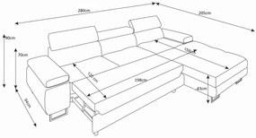 Czerwony narożnik rozkładany z pojemnikiem G9-L02