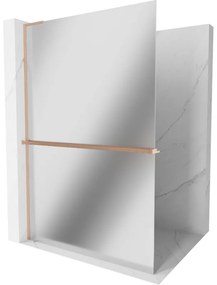 Mexen Kioto+ L ścianka prysznicowa z półką Walk-in 120 x 200 cm, lustro, miedź szczotkowana - 800-120-123-65-50