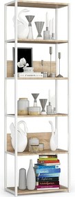 Regał loft AKORD metalowy Biały 60 cm kolor Dąb Sonoma mat 6 półek 60x32x192 cm