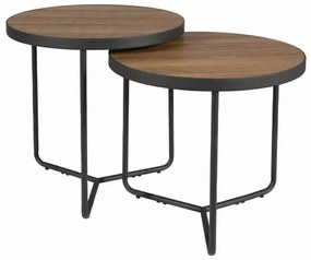 Stoliki pomocnicze PENELOPE zestaw 2 szt. Ø 50 cm, dekor orzech