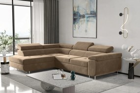 Narożnik z funkcją spania w kształcie L ATOM, tkanina Monolith, Jasnobrązowy, Lewy