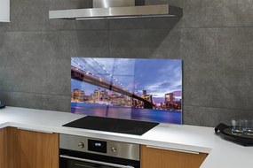 Panel szklany do Kuchni Wieżowce i Most o Zachodzie