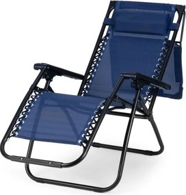 Składany leżak ogrodowy z regulowanym daszkiem Corfu 009, niebieski