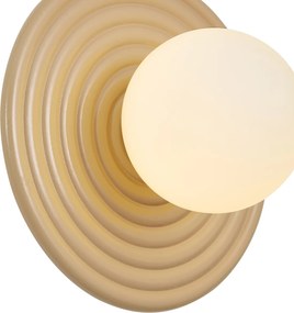 Lampa ścienna retro taupe z okrągłym kloszem opalowym 20cm IP44 - Lila