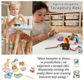 Tooky toy drewniane klocki do nawlekania gąsienica nauka liczenia 20 el.