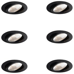 Set van 6 inbouwspots zwart 9,5cm incl. LED 1300 lm dimbaar IP65 - Gaius Nowoczesny Oswietlenie wewnetrzne