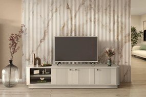 Szafka RTV Vesper 3D 187 cm na cokole - kaszmir / czarne uchwyty