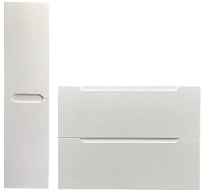 Szafka pod jedną umywalkę wisząca ze słupkiem - Biały - 80 cm - STEFANIE