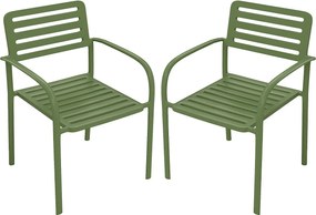 Zestaw 2 metalowych sztaplowanych foteli ogrodowych - Zielony - NILY od MYLIA