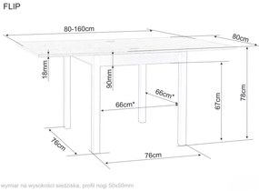 Stół jadalniany rozkładany FLIP 80(160)X80 cm, dąb Cremona Torro/kaszmir