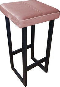 Hoker ALEX krzesło barowe tkanina Welur podstawa metalowa : Kolor Stelaża - Czarny , Kolor tkaniny - VELVET - MG58, Wysokość - 75 cm