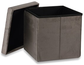 Brązowy składany taboret CUBEXO VELVET M