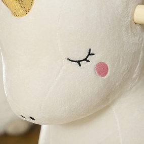 AIYAPLAY Bujany konik w kształcie jednorożca, z efektami dźwiękowymi, miękko siedzący, dla dzieci 2-4 lata, Biały