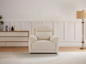 Fotel z elektryczną funkcją relax i beżową melanżową tapicerką - KELUNO