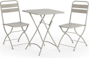 Zestaw ogrodowy Colummn Ensemble Bistro de jardin Perla 3 częściowy w kolorze szarym, stół i 2 krzesła.