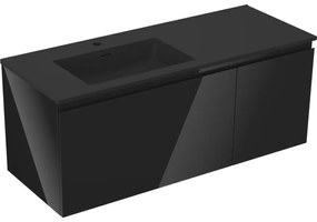Mexen Orio szafka łazienkowa 120 cm z umywalką Otis lewą, 1S, 1D, czarna połysk/czarna mat - 91A13-12047-3-BBFF70-W18L71
