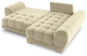 Beżowy rozkładany narożnik z aksamitnym obiciem Windsor &amp; Co Sofas Nuage, prawostronny