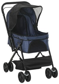 Outsunny Wózek dla Psa Składany z Hamulcami Zabezpieczeniem Niebieski | Aosom PL