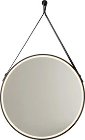 Nowoczesne lustro łazienkowe czarne z oświetleniem LED i dotykowym ściemniaczem - Pien