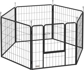 PawHut Kojec dla psa, zagroda dla zwierząt, 6 paneli, stal, składany, Czarny