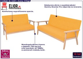 Żółty tapicerowany zestaw wypoczynkowy w stylu vintage - Kifi 4X