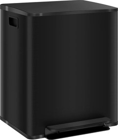 HOMCOM Kosz na śmieci z 2 komorami 25L, Pokrywa Soft-Close, Odporny na Odciski, Stal Nierdzewna, Czarny