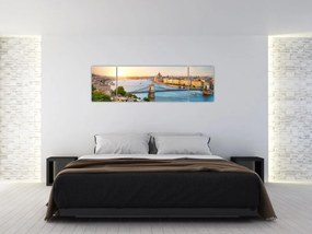 Obraz miasta Budapeszt z rzeką (170x50 cm)
