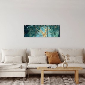 Obraz – Drzewo życia we wszechświecie (z zegarem) (90x30 cm)
