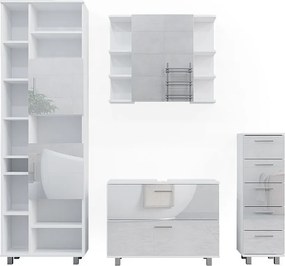 Zestaw mebli łazienkowych biały wysoki połysk 80.2x33x60.8 ilias