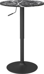 HOMCOM Stół Barowy dla 2 Osób, Regulowany Wysokościowo, Wygląd Marmuru, 60 x 60 x 68-93,5 cm, Czarny