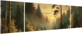 Obraz - Słońce świecące przez las (170x50 cm)