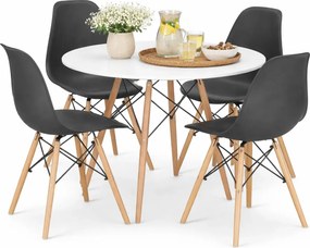 Komplet biały stół 90 cm z 4 krzesłami N8-T71