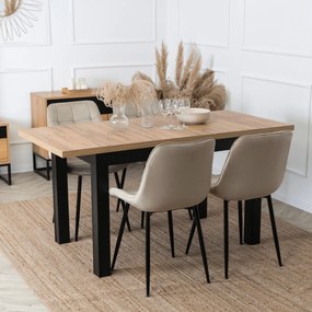 Stół Prostokątny Rozkładany SKUBI 120-160 cm Dąb Craft/Czarny Nowoczesny Loft