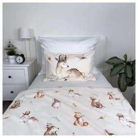 Beżowa bawełniana pościel dziecięca do łóżeczka 100x135 cm Animals "Woodland" – Jerry Fabrics