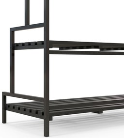 Outsunny Stojak na kwiaty, 3 poziomy, 6 haków, Wewnątrz i Na Zewnątrz, Metalowa rama, 170W x 110Dł x 50S cm, Czarny