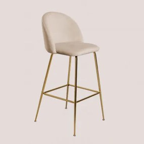 Wysoki Aksamitny Stołek Kana Design Złoto & Pszenica Brązowa & ↑75 Cm - Sklum