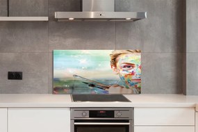 Szklany Panel Artystka z Pędzlami
