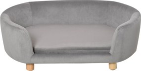 PawHut Sofa dla zwierząt domowych Sofa dla psa koty psy drewno brzozowe nowoczesna jasnoszary