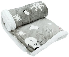 Szary koc ze świątecznym motywem z materiału sherpa 150x200 cm Snowman – My House