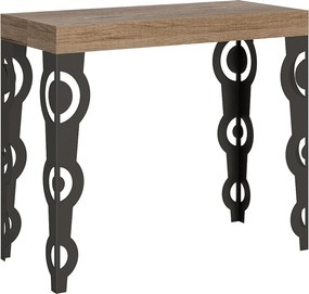 Konsola rozkładana 90x40/196 cm Karamay Small Dąb naturalny rama w kolorze Antracytu